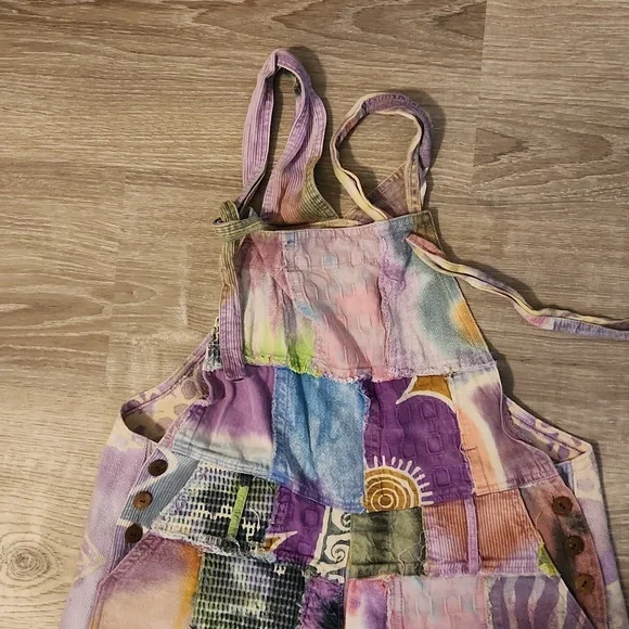 Boho Patchwork Multicolor Denim Jumpsuit/Overalls From Japan - Picture 3 of 13
